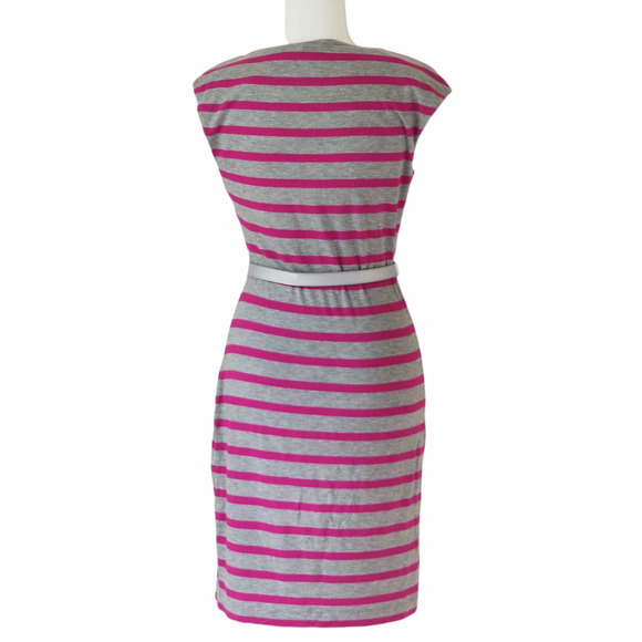 Calvin Klein Gray Fuchsia Stripe Dress Stretch Knit Women - Size 2 - Picture 2 of 6